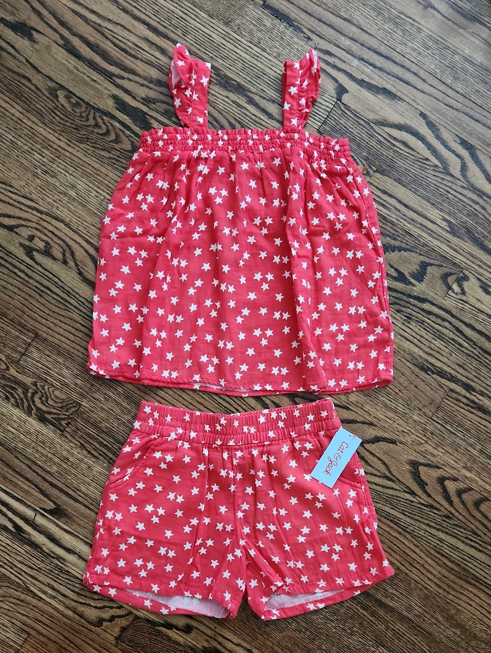 Cat & Jack Red Star Tank Top and Shorts Set Size 10/12